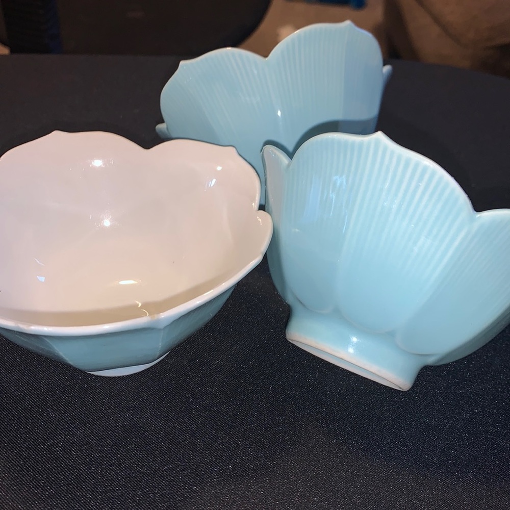 Lotus flower bowels light blue porcelain